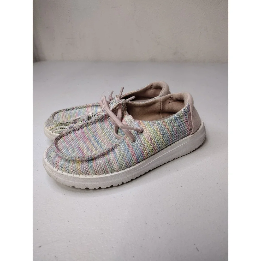 Hey Dude Wendy Youth Sox Pastel Multi Color Slip On Loafers Kids Size 11